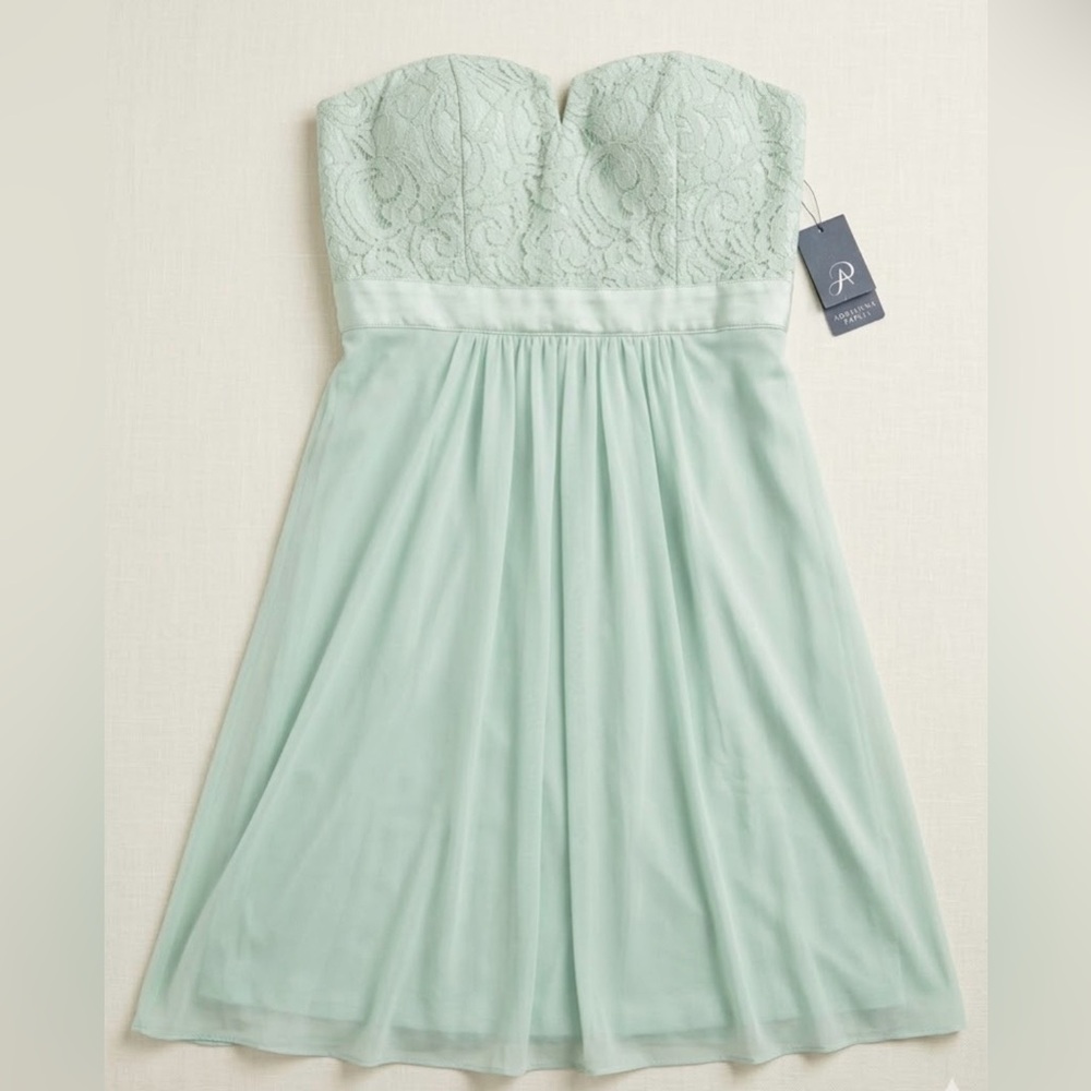 NWT Adrianna Papell Strapless Lace Tulle Dress Mint Green Size 8 Cocktail Party
